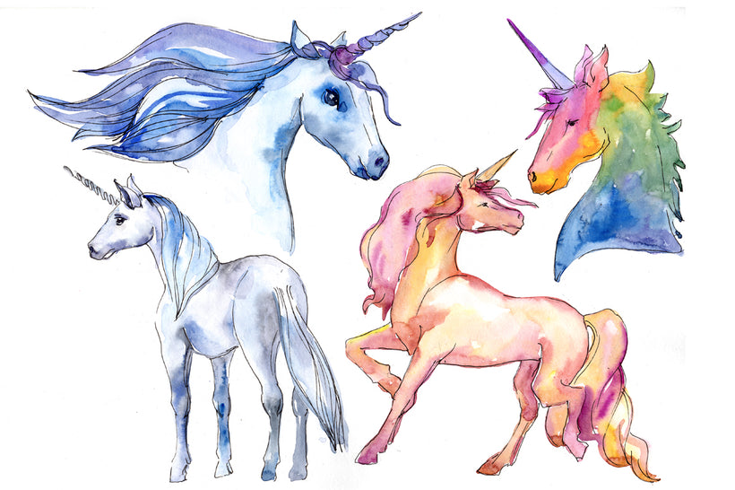 Watercolor unicorn royalty free images