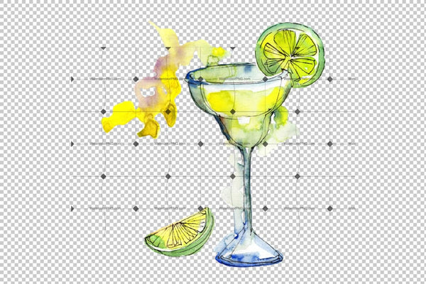 Alcoholic Cocktails Png Watercolor Set Digital