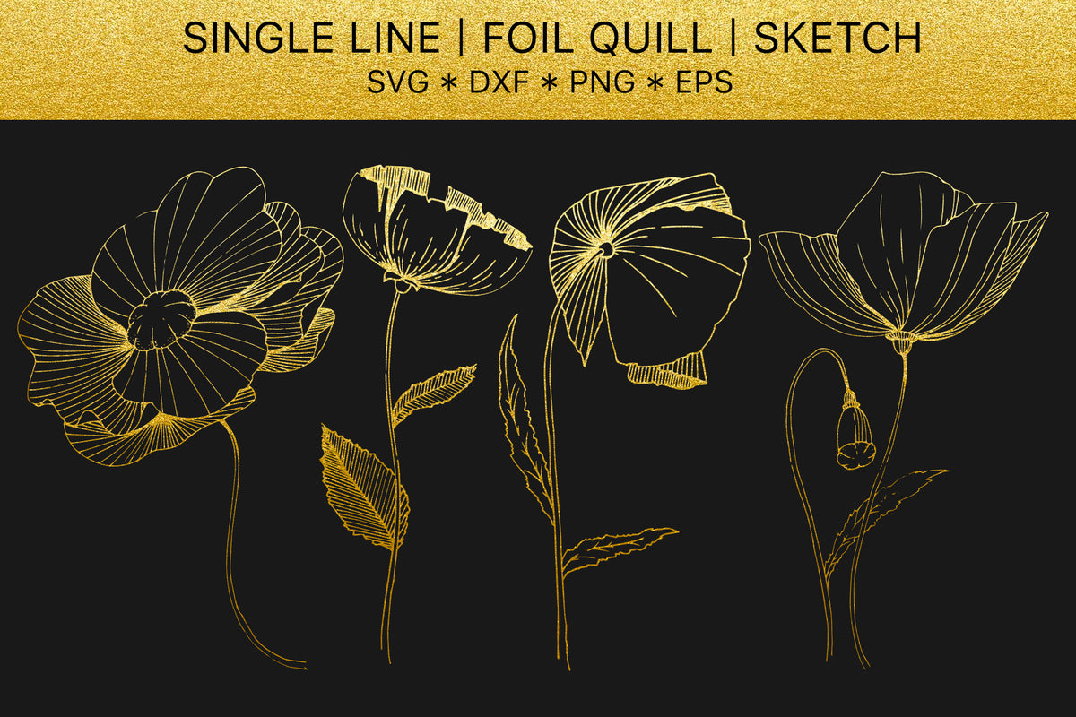 Foil quill SVG golden Lavender. Single line design – WatercolorPNG