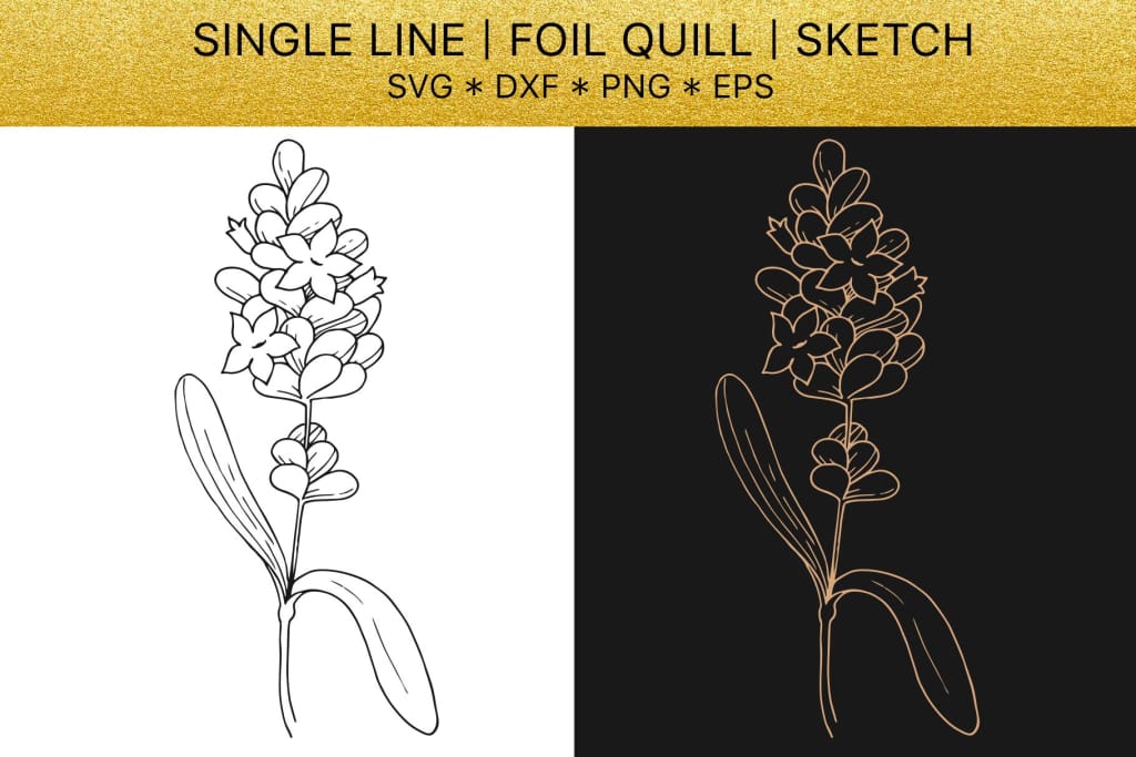Foil Quill Single Line Floral Element Bundle SVG Dxf Eps Png Design Sketch  Write Draw Engrave Emboss for Cricut Silhouette Sublimation 