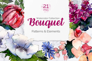 Bouquet of flowers Elegance watercolor png