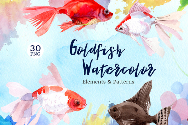 Fairytale Red Goldfish Watercolor PNG