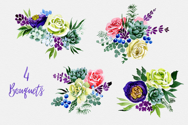 Bouquet of flowers Wedding watercolor png