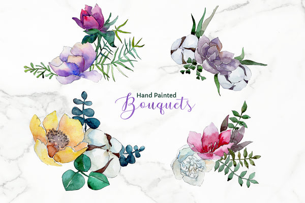 Bouquet of flowers Vienna Waltz Watercolor background clipart PNG