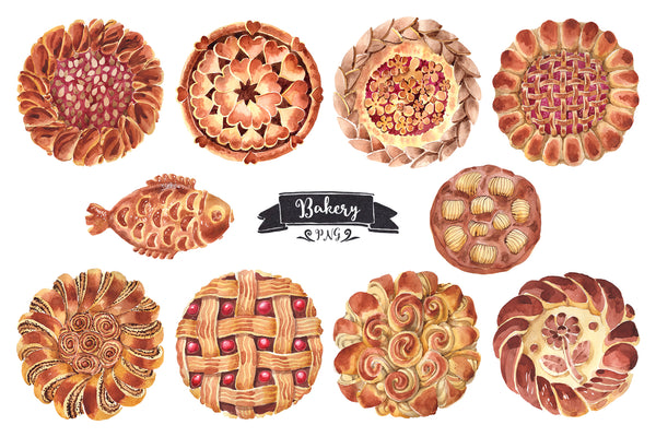 Baking bread-bakery watercolor PNG