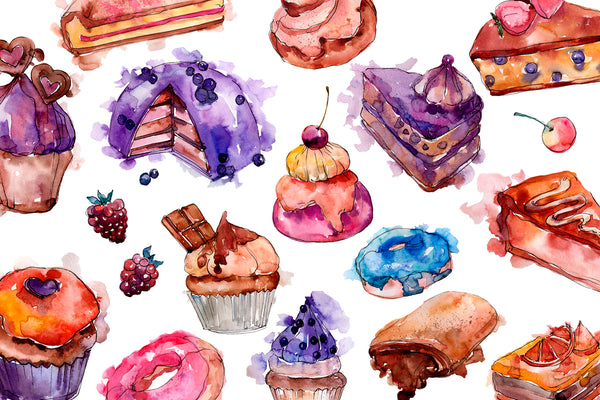 Cake sweet happiness watercolor png
