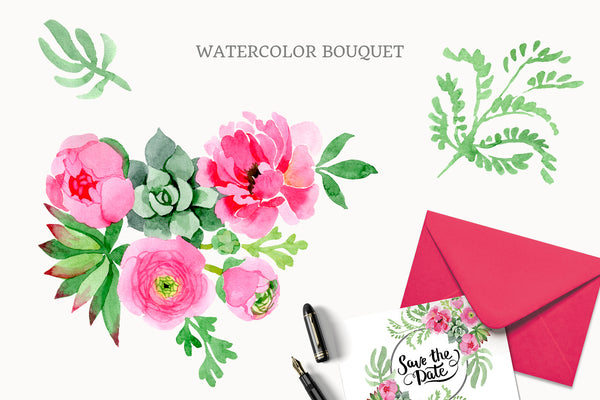 Buttercup flowers pink Watercolor png