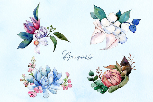 Bouquet of flowers bloom watercolor png
