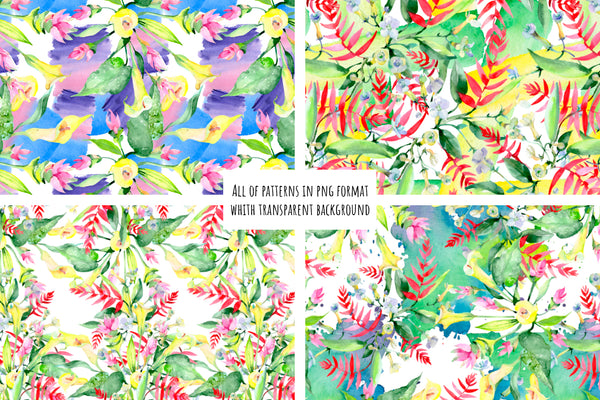 Bouquet watercolor and pattern background png