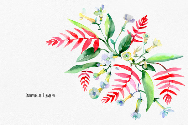 Bouquet watercolor and pattern background png