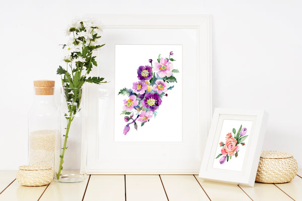 Bright bouquet of watercolor flowers png