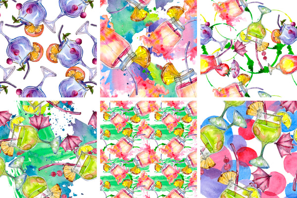 Cocktail illustrations watercolor party png