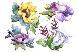 Wildflower Bouquets Png Watercolor Set Flower