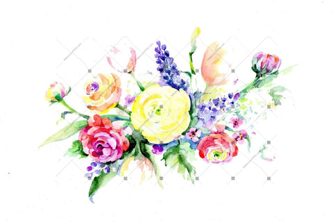 Bouquet Summer Flowers Png Watercolor Set Flower