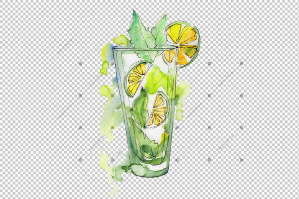 Refreshing Cocktails Png Watercolor Set Digital