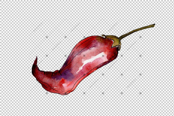 Red Pepper Vegetables Png Watercolor Set Digital