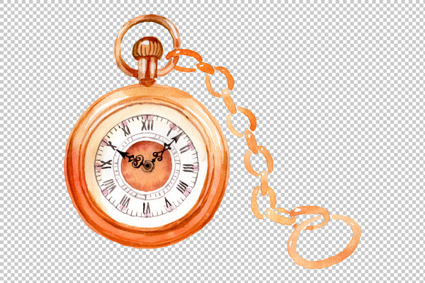 Clock old antiques watercolor png
