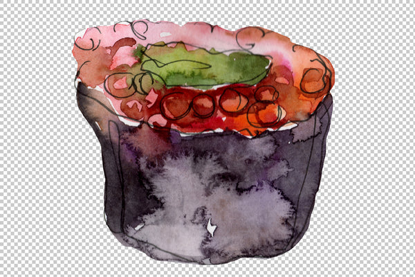 Japanese sushi watercolor png