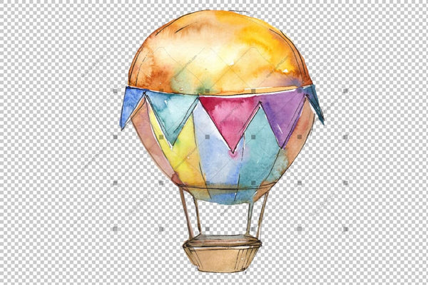 Watercolor Holiday Balloons Png Set Digital