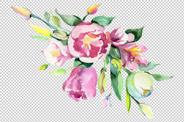 Bouquet of flowers mature feelings watercolor png