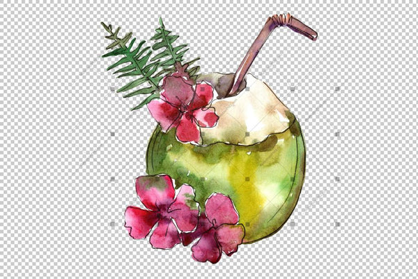 Exotic Cocktails Png Watercolor Set Digital