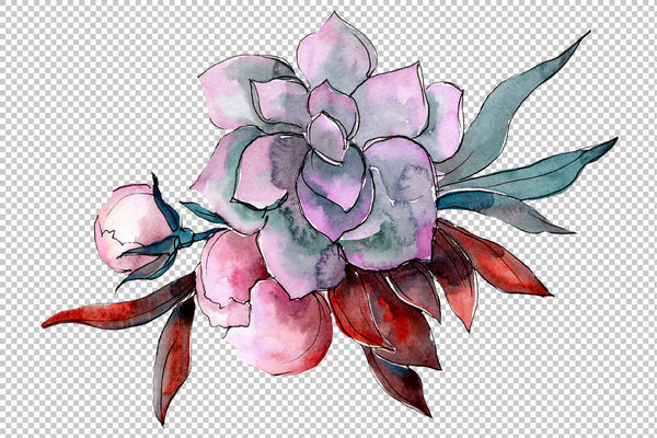 Bouquet Fire of passion watercolor png