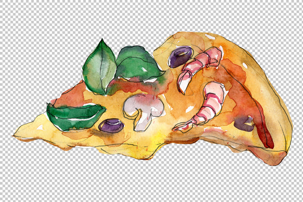 Appetizing pizza watercolor png