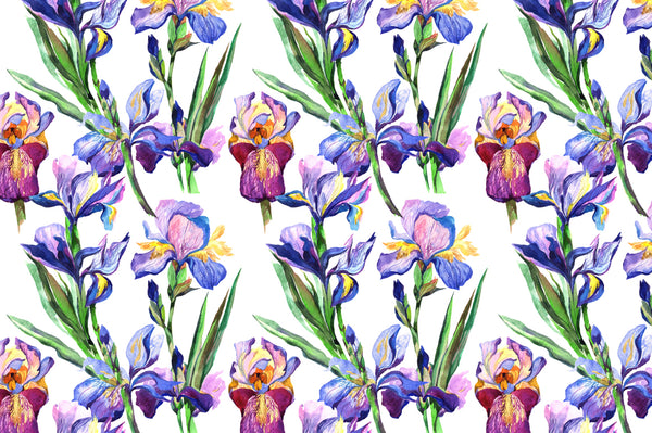 Blue Irises PNG watercolor flowers set