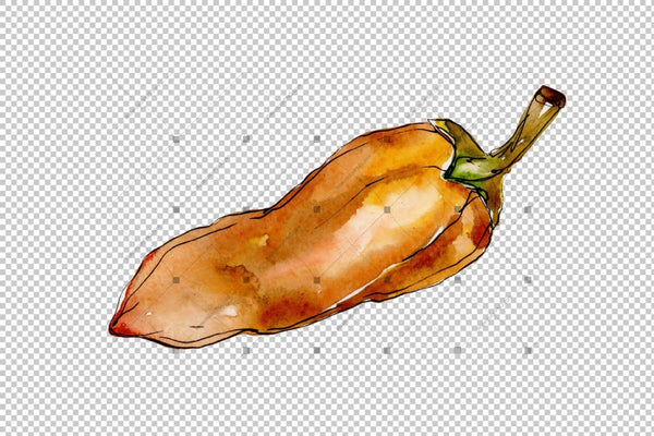 Green And Yellow Pepper Vegetables Png Watercolor Set Digital