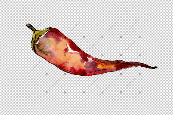 Red Pepper Vegetables Png Watercolor Set Digital