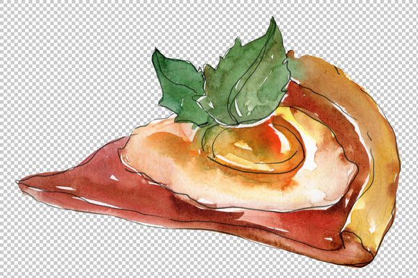 Pizza vegetable boom watercolor png