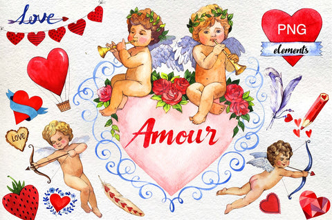 Love amour celebration PNG set