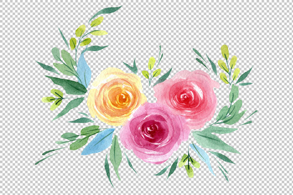 Bouquet with peonies Fiesta watercolor png