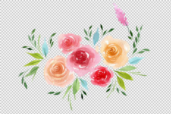 Bouquet with peonies Fiesta watercolor png