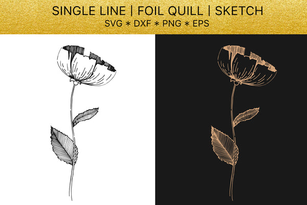 Foil quill SVG golden crystals. Single line design