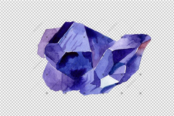 Aquarelle Geometric Blue Crystal Png Set Digital