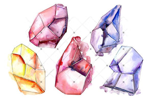 Magic Crystals Png Watercolor Set Digital