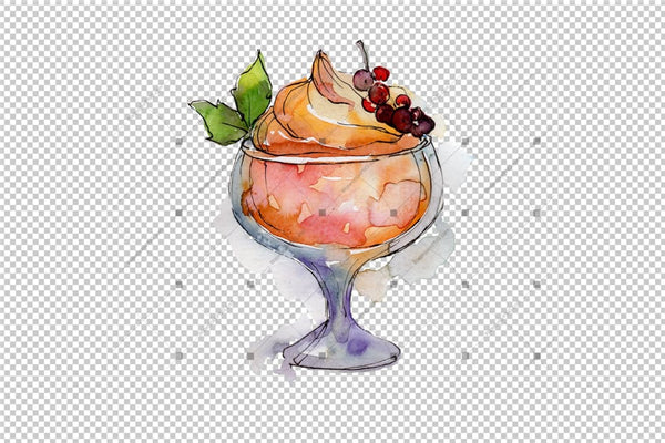 Delicious Ice Cream In A Glass Cup Png Set Digital