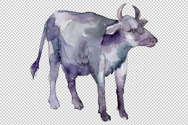 Agriculture: cow Watercolor png Flower