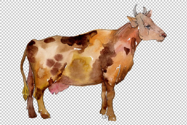 Agriculture: cow Watercolor png Flower