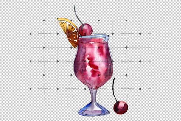 Alcoholic Cocktails Png Watercolor Set Digital