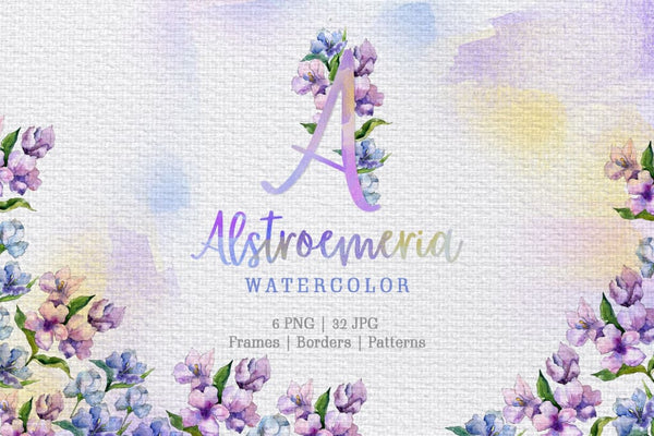 Alstroemeria Violet Watercolor png Digital