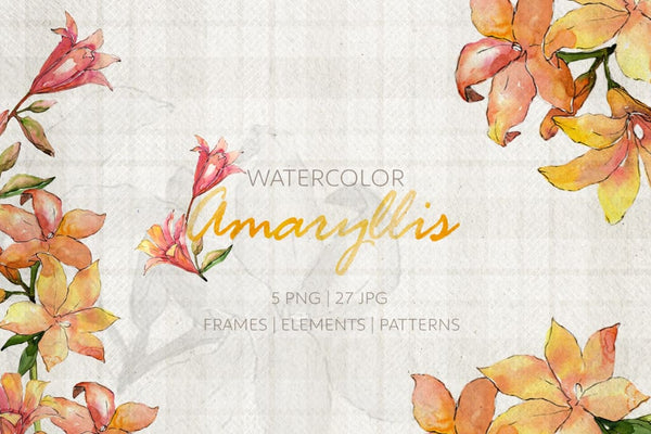 Amaryllis Watercolor png Digital
