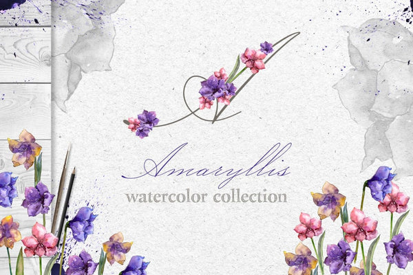 Amaryllis Watercolor png Digital
