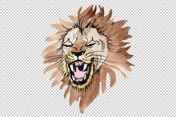 Animal: Lion Watercolor png Flower