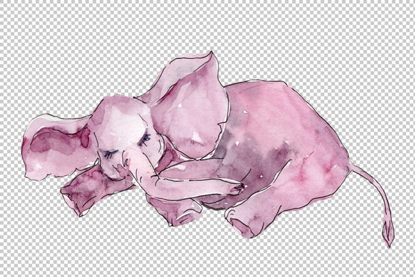 Baby elephant (for baby shower cards) Watercolor png Flower