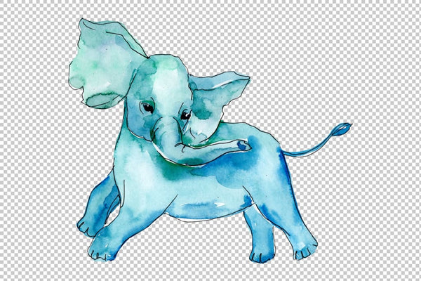 Baby elephant (for baby shower cards) Watercolor png Flower