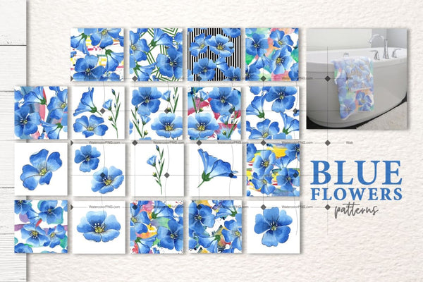 Be Flex With Flax! Bright 33 Png Of Blue Flowers! Digital