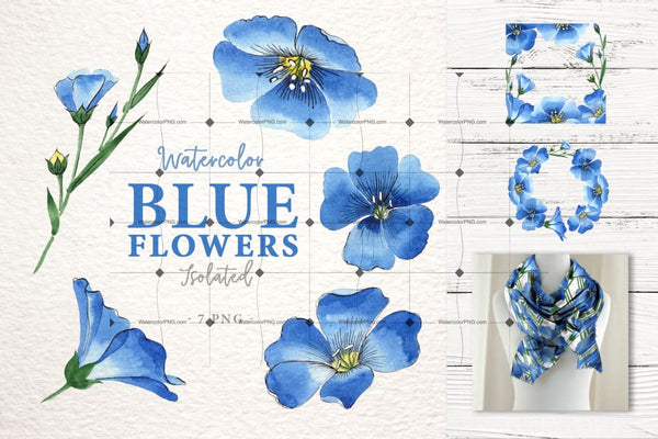 Be Flex With Flax! Bright 33 Png Of Blue Flowers! Digital