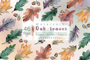 Beautiful autumn oak leaves JPG set Digital